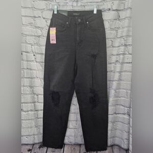 Wild Fable Black Wash Distressed Tapered Jeans Womens Size 0